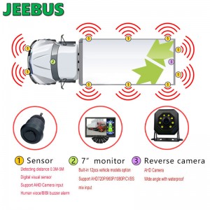 Máy ảnh dự phòng JEEBUS Hệ thống giám sát cảm biến đỗ xe Vision Màn hình cảm biến phát hiện radar kỹ thuật số siêu âm